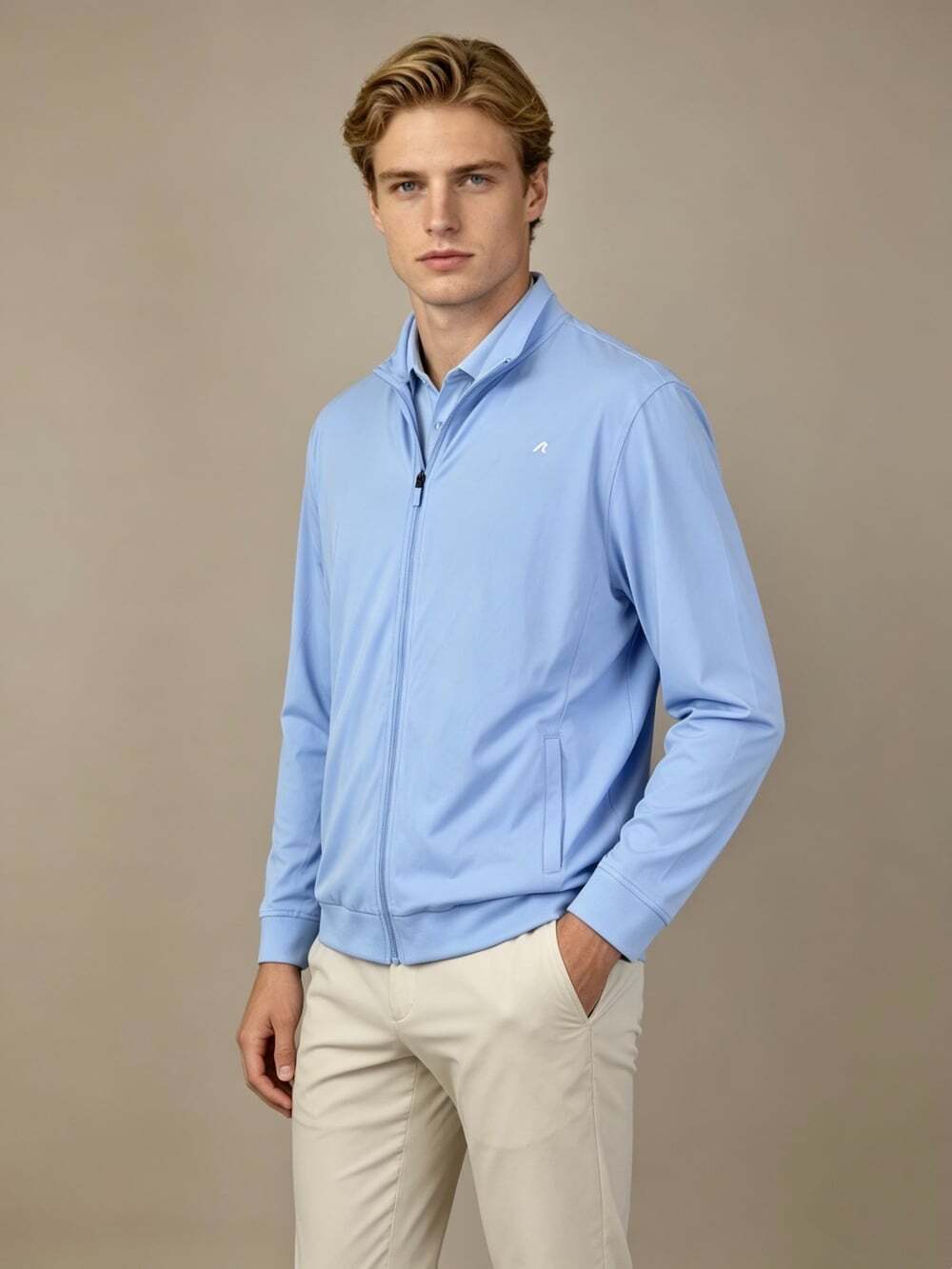 NWOT Redvanly Mens Golf Full Zip Blue Jacket Stretch Size XL